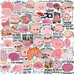 10/30/50PCS Cute Brain Pink Stickers Funny Cartoon Graffiti DIY Diary Laptop Guitar Luggage Skateboard  Waterproof Decal Toy (Online Order Only)