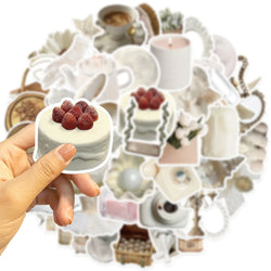50Pcs White Gentle Ins Style Sticker Modern Wall Art Home Decorations DIY Gift Toy For DIY Wall Luggage Computer Phone Stickers (ONLINE ORDER ONLY)