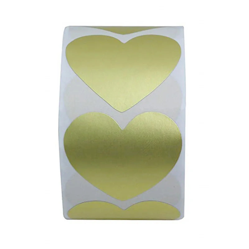 100-500pcs Seal Labels Stickers Heart Shape Of Gold Stickers Scrapbooking For Package And Wedding Decoration Stationery Sticker (ONLINE ORDER ONLY)
