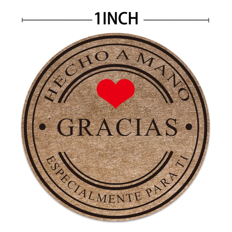 500pcs Multiple Styles Kraft Gracias Spanish Thank You Labels Stickers Handmade Scrapbooking Stationery Sticker (ONLINE ORDER ONLY)