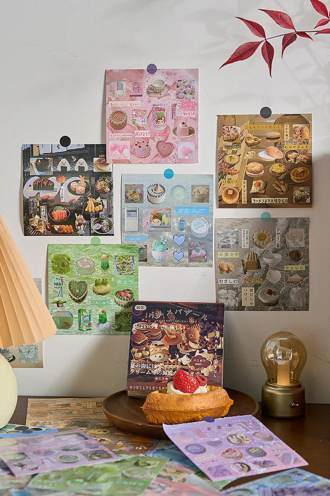 30 Pages Cute Retro Food Die-cut Sticker Book Y2K Sticker Journal Handbook Scrapbooking Kawaii Decoration Sticker Kids Gift (ONLINE ORDER ONLY)