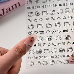 1pc 5D Cartoon Nail Art Stickers Waterproof Matte Finish with Kuromi, Cinnamoroll & Hello Kitty Designs Perfect for DIY Manicure (Online Order Only)
