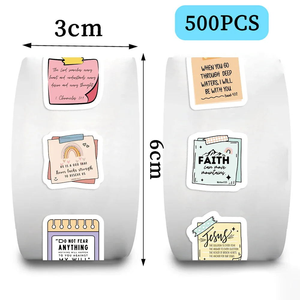 500PCS Bible Reward Stickers Roll with Word Motivational Stickers for School Teacher Kids Student Stationery Kids Stickers (ONLINE ORDER ONLY)