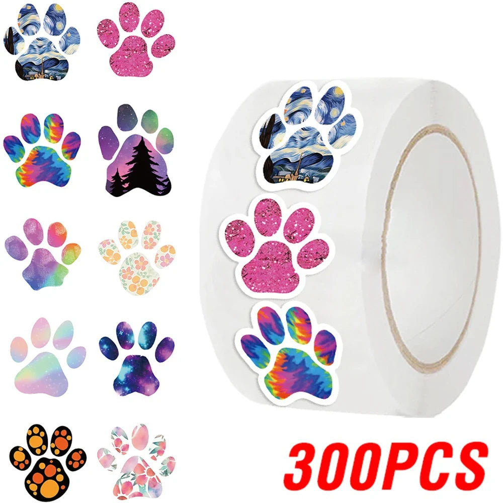 100-500pcs Creative Dog Paw Stickers Children Learning Reward Stationery Sticker Fashion Office School Decoration Seal Stickers (ONLINE ORDER ONLY)
