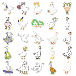 10/30/50PCS Big White Goose Stickers Swan Cartoon Sticker Funny Animal Graffiti Laptop Phone Guitar Car Bike Decals Kids Toys (ONLINE ORDER ONLY)