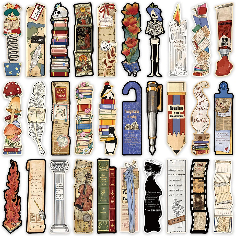 30pcs Retro Romantic Reading Books Bookish Paper Bookmarks DIY Students Reader Page Markers Library Office Page Markings (Online Order Only)