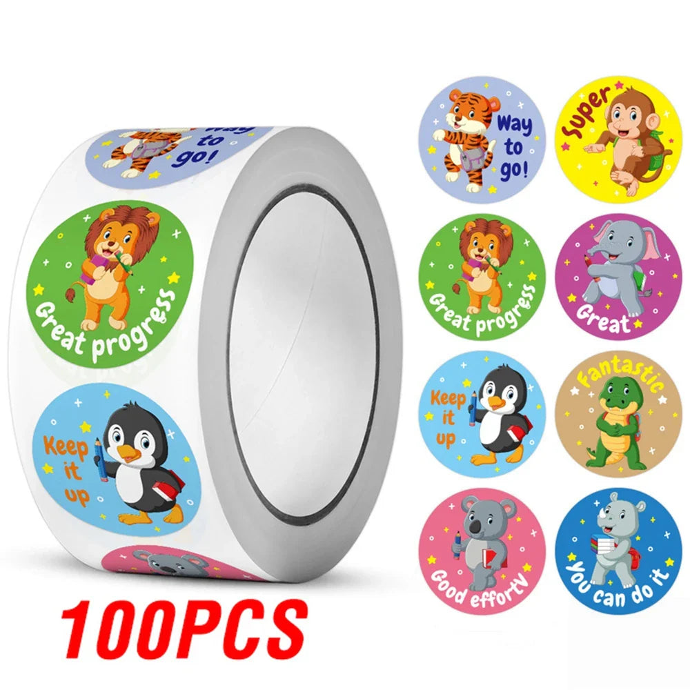 100-500pcs Reward Label Cartoon Animal Sticker Thank You Cute Game Sticker DIY Gift Sealing Label Decoration Supple (ONLINE ORDER ONLY)