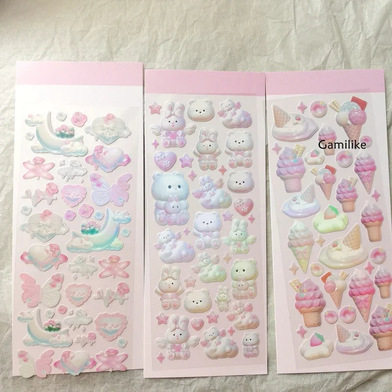 Cute Star Moon Rose Series Laser Stickers Hand Account Idol Card DIY Material Decorative Sticker Personalized Korean Stationery (ONLINE ORDER ONLY)