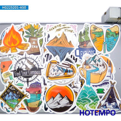 50PCS World Travel Stickers Climbing Camping Hiking Outdoor Adventure Decals for DIY Phone Laptop Luggage Motorcycle Car Sticker (ONLINE ORDER ONLY)