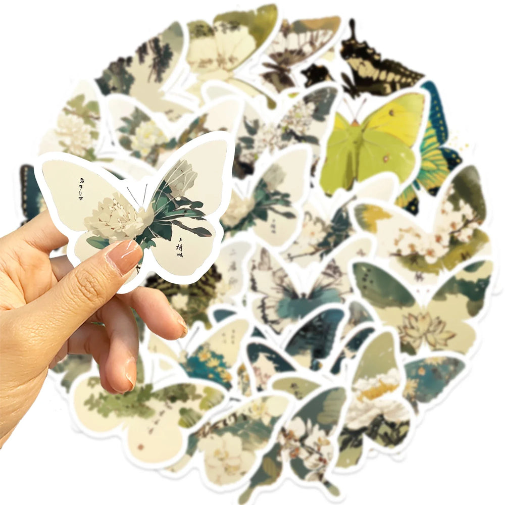 30Pcs Green Butterfly Stickers Vinyl Waterproof Stickers for Laptop Guitar Motorcycle Bike Skateboard Luggage Phone Gift (ONLINE ORDER ONLY)