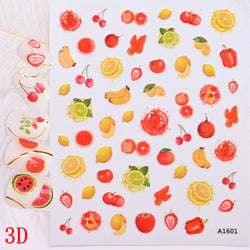 1Pc Sweet Cute Fresh Red Cherry Pattern Nail Stickers Self Adhesive Fruit Design Decals Women & Girls Homemade Manicure Supplies (ONLINE ORDER ONLY)