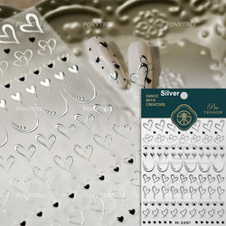 Line Love Heart Arc French Romantic Curve Punk Attitudinal Hollow Geometric Figure Adhesive Nail Art Stickers Manicure Decals (Online Order Only)
