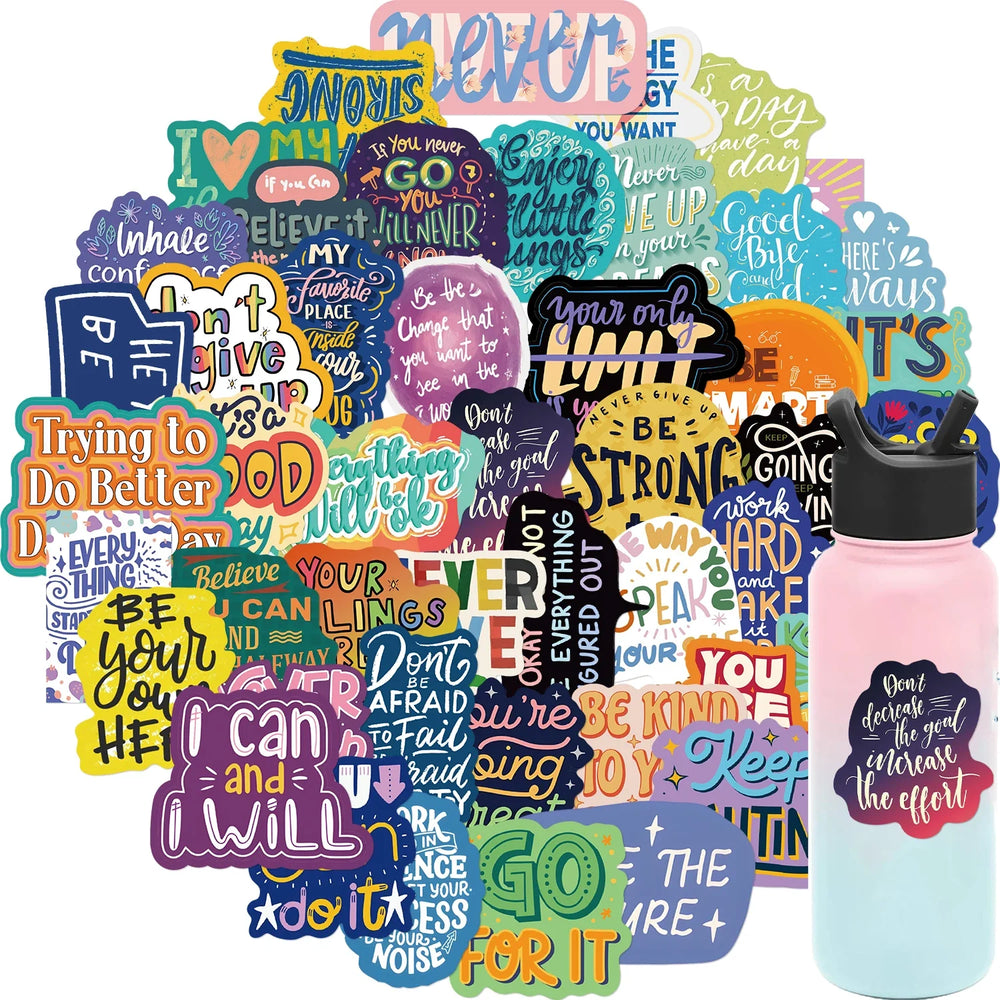 50PCS Inspirational Quotes Scrapbook Stickers DIY Diary Laptop Luggage Skateboard Graffiti Decal Fun Stylish Classic Toys (Online Order Only)
