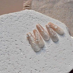 Charming White Shiny Pearl Rhinestone Wings Feathers Crown Moon Stars 3D Self Adhesive Nail Art Sticker Manicure Decal Wholesale (ONLINE ORDER ONLY)