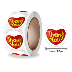 500pcs/roll Heart Stickers Thank You Stickers For Business Merci Packaging Stickers Rolling Love For Packaging Decoration (ONLINE ORDER ONLY)