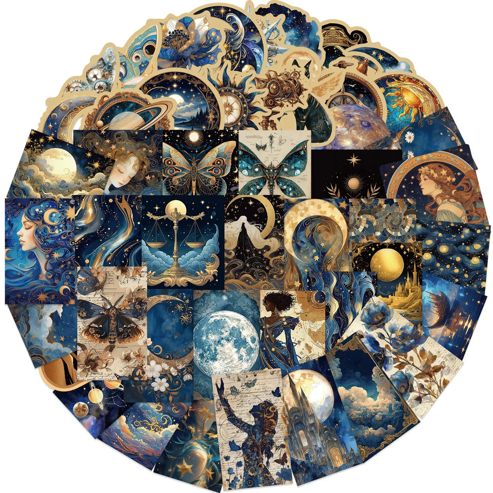 50pcs Retro Astronomy Universe Planets Stickers Galaxy Moon Astrology Aesthetic Decals Sticker for Suitcase Phone Notebook﻿ (ONLINE ORDER ONLY)