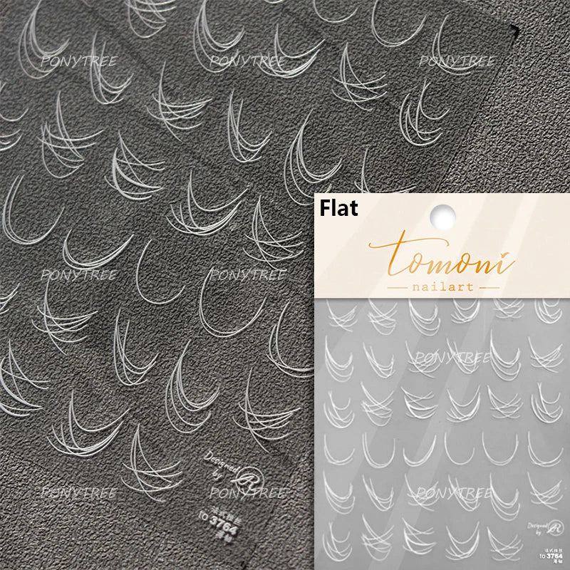 Geometric White Black Red Romantic French Arc Illusion Curve Embossed Relief Self Adhesive Nail Art Stickers 3D Manicure Decals (ONLINE ORDER ONLY)