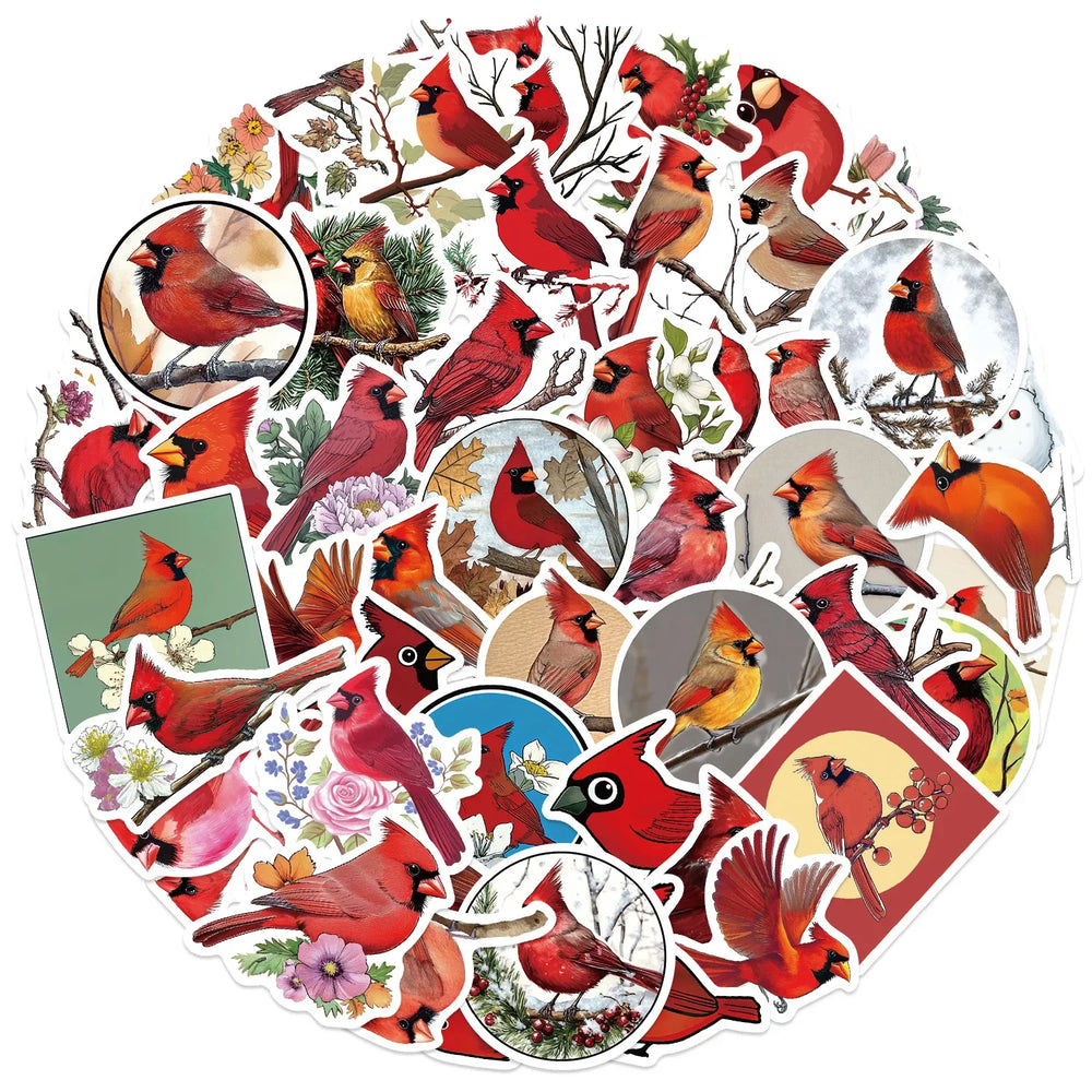 10/30/50PCS Red Little Bird Cartoon Stickers Funny Cartoon Decoration Animal Graffiti Toy Luggage Laptop Phone Guitar Bike Decal (ONLINE ORDER ONLY)