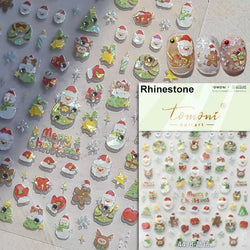 Black White Christmas Tree Snowflake Bowknot Snowman Socks Star Santa Hat Deer Rhinestone Winter Nail Art Sticker Manicure Decal (Online Order Only)