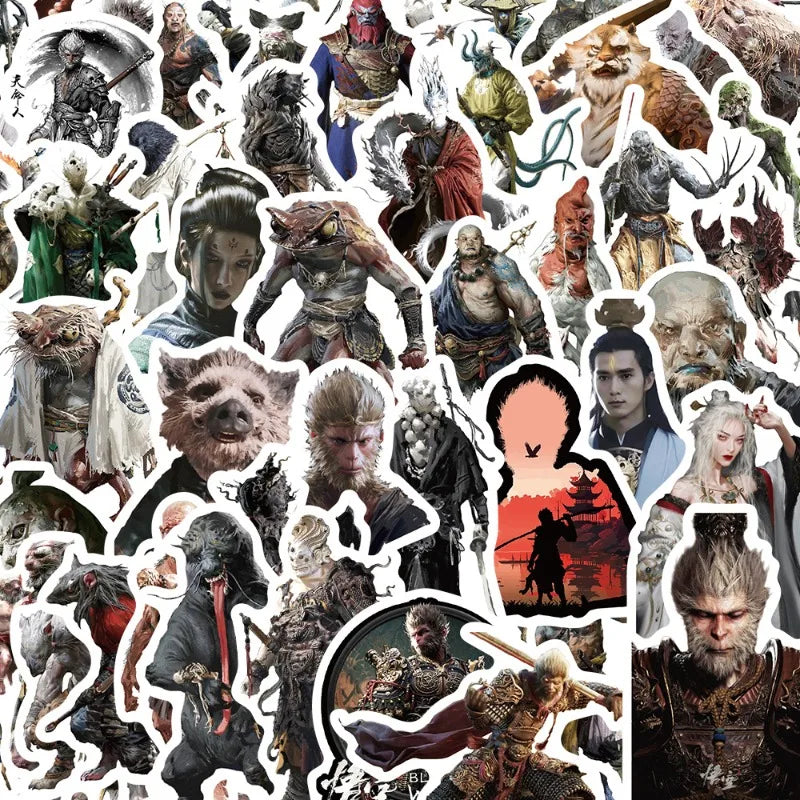 55pcs Black Myth: Wukong Stickers for Luggage, Water Cup, Phone, Laptop, Scooter, Refrigerator (Online Order Only)