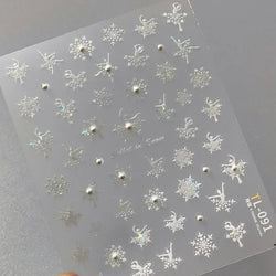 Winter Christmas Crystal Delicate Hexagon Romantic Laser Silver Chic Snowflakes Self Adhesive Nail Art Sticker 5D Manicure Decal (ONLINE ORDER ONLY)