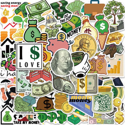 50PCS Money Graffiti Stickers for Laptop, Scrapbooking, Bottle, DIY (Online Order Only)