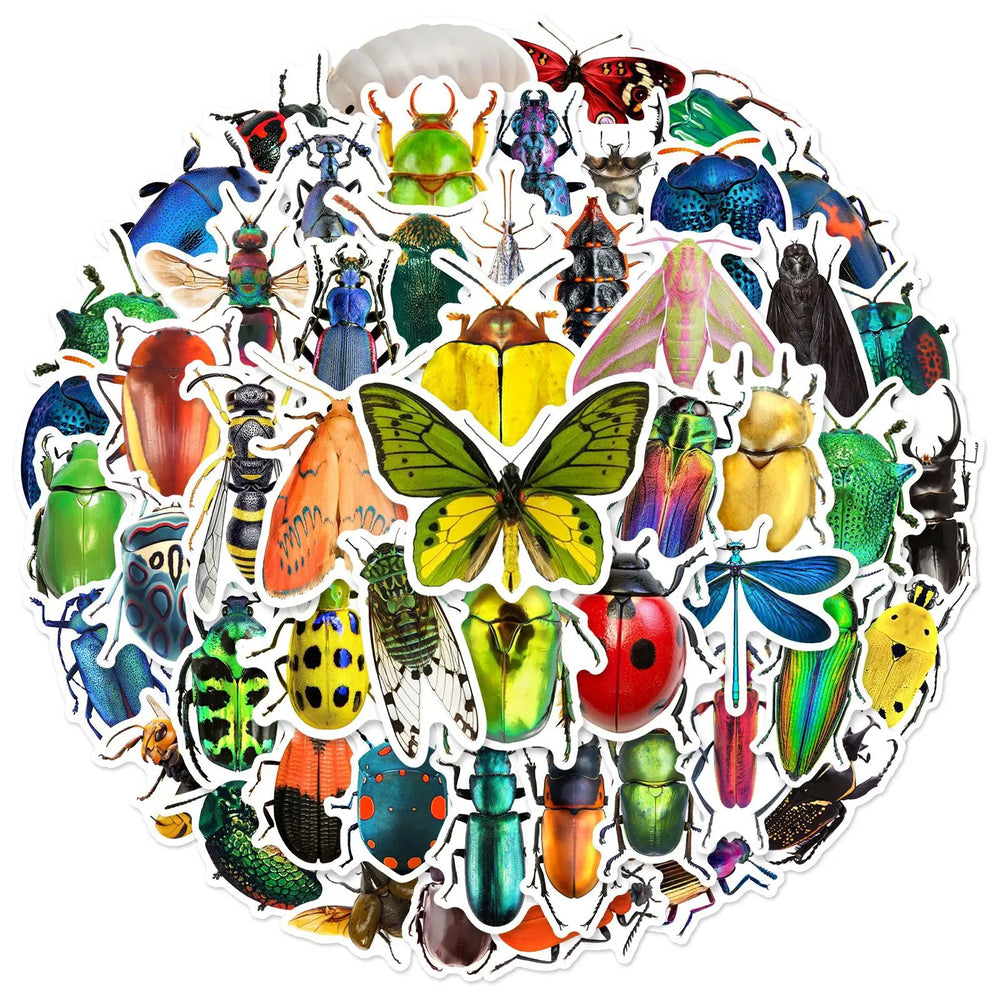 Mixed Insect Stickers 10/25/50pcs for Kids DIY Stationery, Water Bottle, Phone, Laptop, Skateboard, Scrapbooking (Online Order Only)
