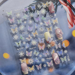 Colourful Butterfly Delicate Anmials Adhesive Nail Art Stickers Dreamy Winter Snowflake Rhinestone Manicure Decals Nail Supplies (ONLINE ORDER ONLY)