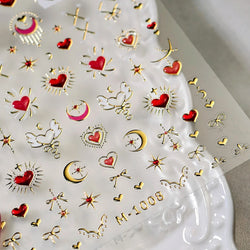Red Sexy Love Heart Flower Hot Stamping Wing Star Moon Bowknot Sun Punk Adhesive Nail Art Decorations Stickers Manicure Decals (ONLINE ORDER ONLY)
