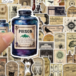 10/30/50PCS Vintage Horror Poison Label Stickers Gothic Pharmacist Decals Waterproof Graffiti Toys DIY Skateboard Scrapbook Bike (ONLINE ORDER ONLY)