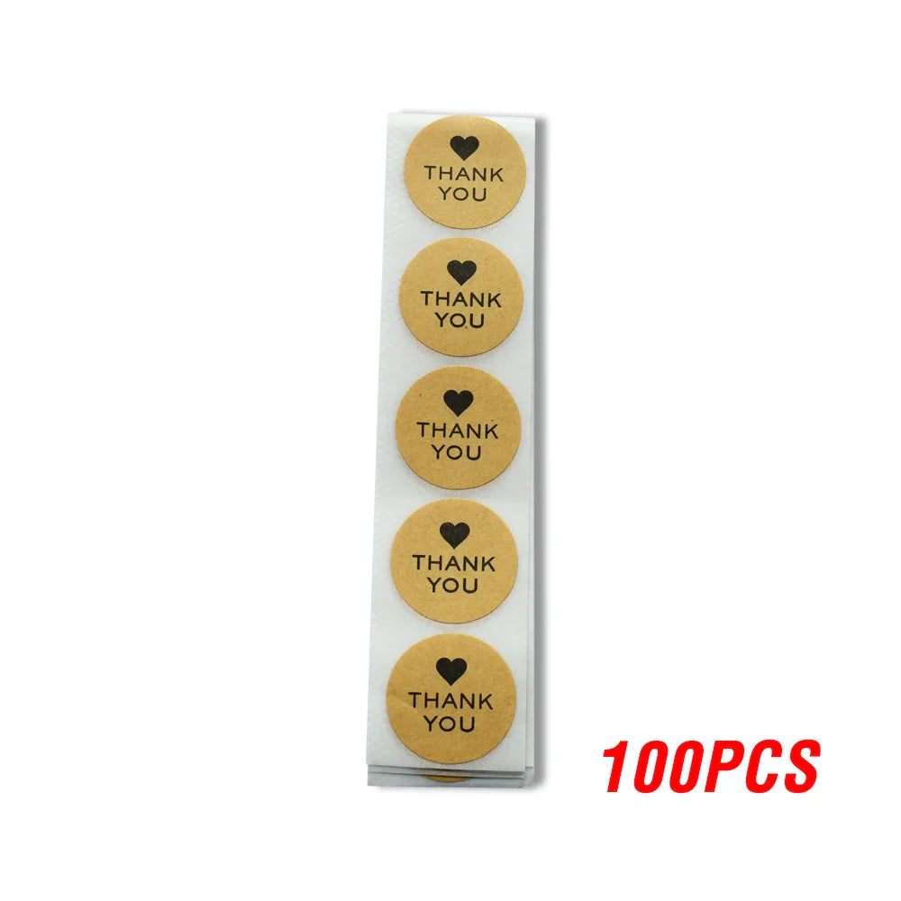 100-500pcs Round Natural Kraft Handmade Stickers Scrapbooking For Package Adhesive Thank You Sticker Seal Labels Stationery (ONLINE ORDER ONLY)