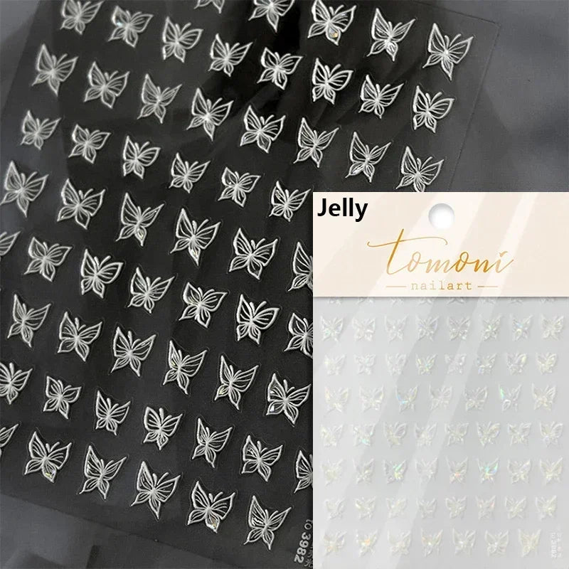 Charming Blue Sparrow Feather Rhinestone Wings Peacock Sparrow Dreamy Jelly Stars Self Adhesive Nail Art Stickers Manicure Decal (ONLINE ORDER ONLY)