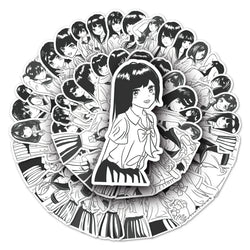 50Pcs Black & White Cartoon Waterproof Vinyl Stickers for Skateboard Snowboard (Online Order Only)