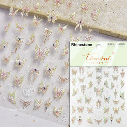 Charming Butterfly Candle Holder Candlestick Chic Rose Flower Romantic Self Adhesive Nail Art Stickers Rhinestone Manicure Decal (ONLINE ORDER ONLY)