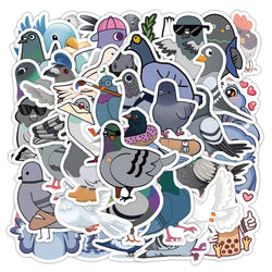 10/60pcs Cartoon Pigeons Animal Stickers Graffiti Decals DIY Luggage Laptop Tablet Notebook PVC Sticker for Kids Classic Toys (ONLINE ORDER ONLY)