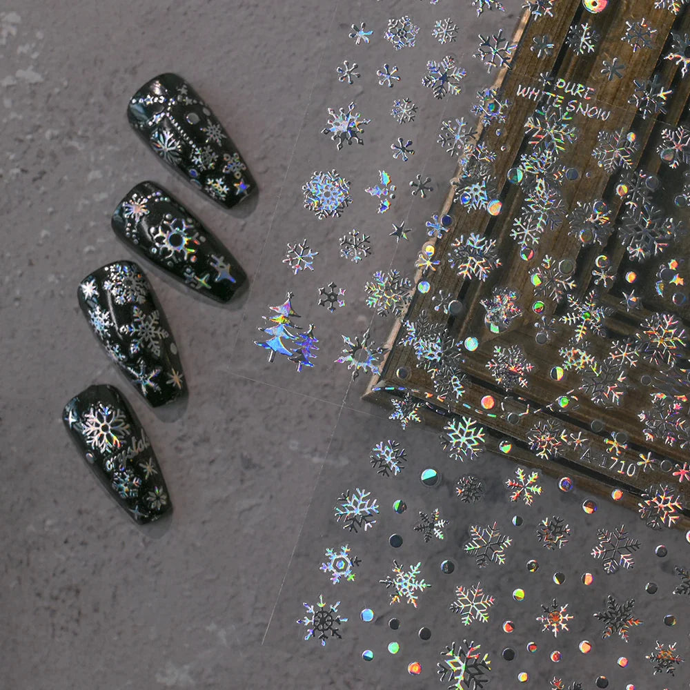 3D Snowflake Nail Art Decals Sliver Bronzing 3D Christmas Nail Art Decoration Self Adhesive Winter Christmas New Year Slides Y2K (ONLINE ORDER ONLY)