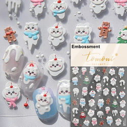Dressy Embossment Colorful Gradient Snowflakes Laser Silver Christmas Tree Winter Bowknot Santa Nail Art Stickers Manicure Decal (Online Order Only)
