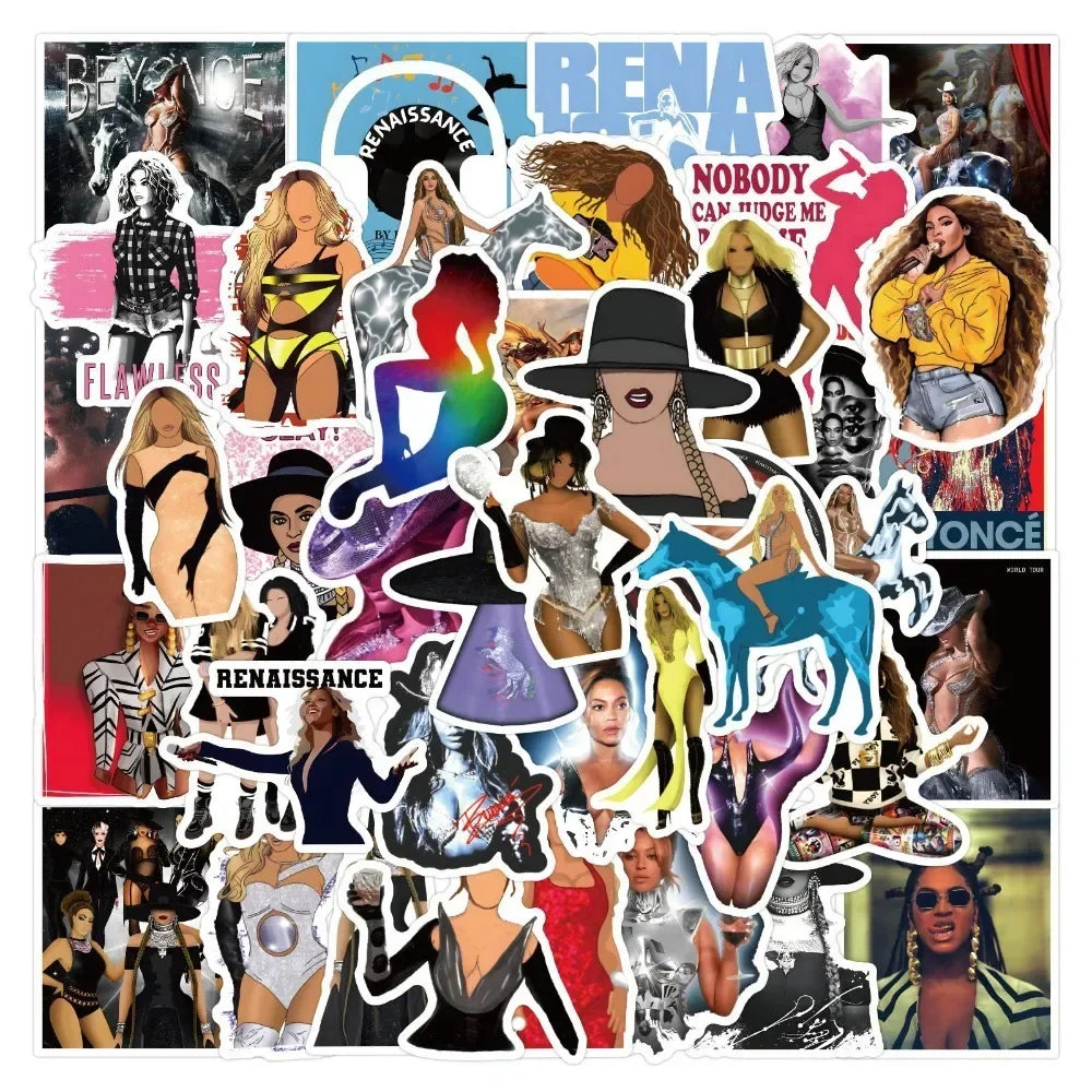 Beyonce Graffiti Waterproof Stickers 10/50Pcs for Suitcase, Notebook, Skateboard, Refrigerator (Online Order Only)