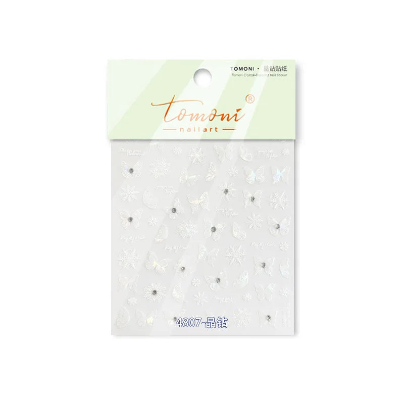 Colourful Butterfly Delicate Anmials Adhesive Nail Art Stickers Dreamy Winter Snowflake Rhinestone Manicure Decals Nail Supplies (ONLINE ORDER ONLY)