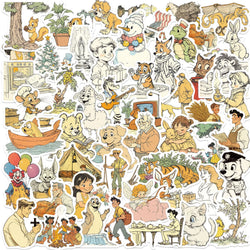 50pcs Fluffy Holiday and Funny Animals Stickers For Water Bottles Laptop Skateboard Computer Vinyl Waterproof Stickers (Online Order Only)