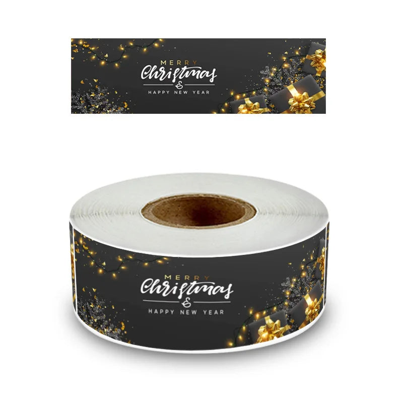120pcs/roll Rectangle Merry Christmas Sticker Holiday Party Gift Decoration Sealed Envelope Stickers Happy New Year Baking Label (ONLINE ORDER ONLY)