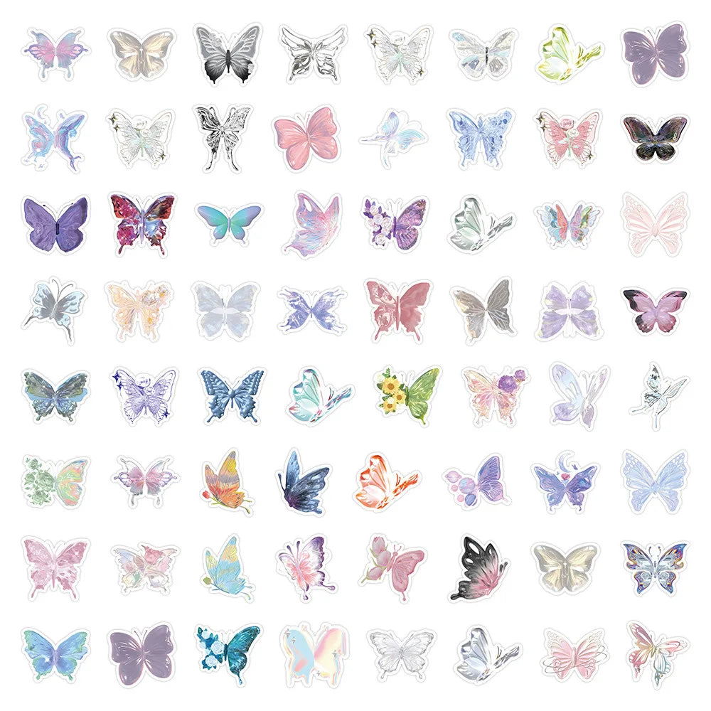10/30/50PCS Cute Butterfly Stickers Aesthetic Graffiti DIY Waterproof Skateboard Phone Fridge Phone Guitar Bike Graffiti Kid Toy (ONLINE ORDER ONLY)