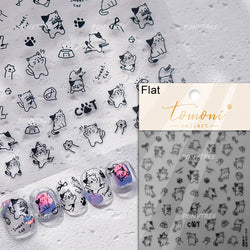 Cute Leopard Cat Ginger Cat Paw Bowknot Knitting Wool Ball Fish Self Adhesive Nail Art Stickers IllusionChic Manicure Decals (ONLINE ORDER ONLY)