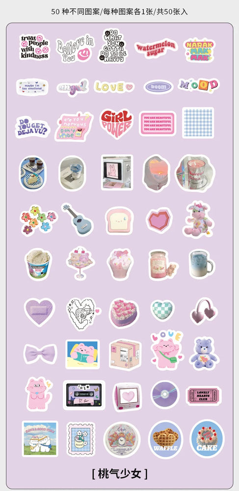50pcs/lot Korean ins Scrapbook Stickers Life Projector Series Art Craft Sticker Decorative Diary Planner Cute Stationery Sticker (ONLINE ORDER ONLY)