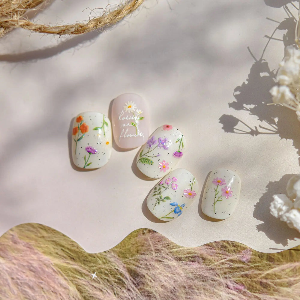 Dried Flower Lavender Bowknot Peony Pomegranate Flowers Bouquet Rose Chic Reliefs Self Adhesive Nail Art Stickers Manicure Decal (ONLINE ORDER ONLY)