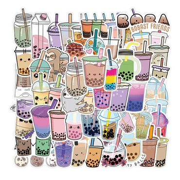 10/30/50PCS Kawaii Pearl Drink Sticker Aesthetic Sketchbook for Kids PVC Laptop Decoration Scrapbooking School Stationery Supply (ONLINE ORDER ONLY)