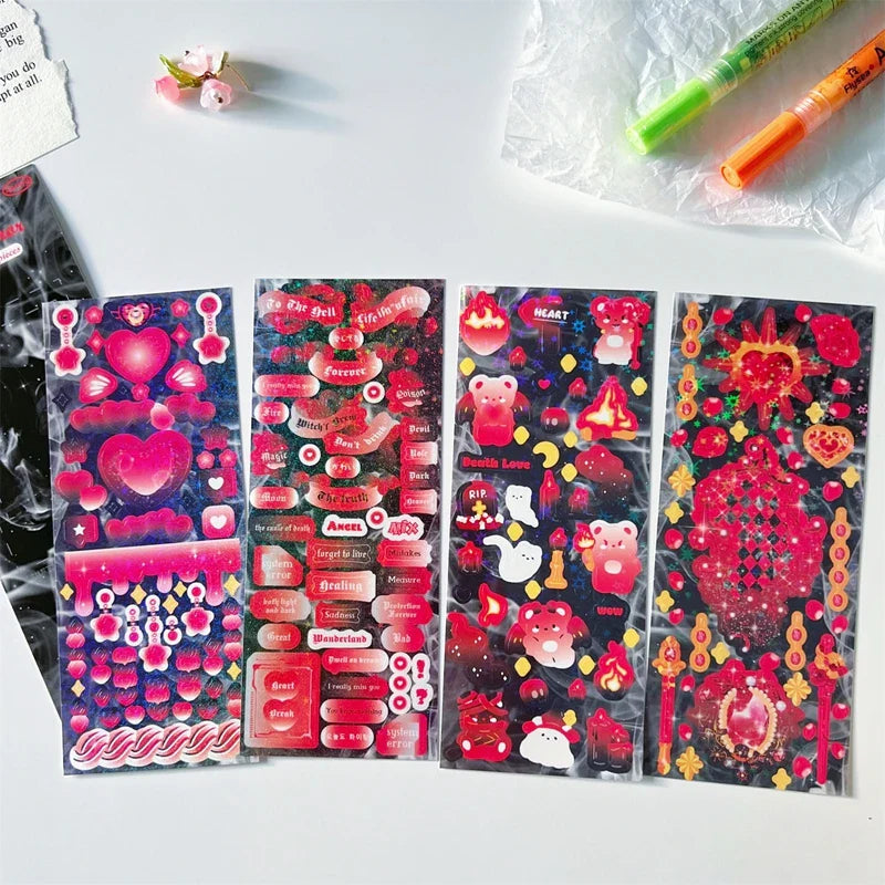 4pcs/set Sweet Cool Bear Call Series Scrapbooking Sticker Korean ins Hand Account Idol Card DIY Deco Material Sticker Stationery (ONLINE ORDER ONLY)