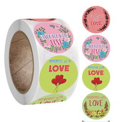100-500pcs Handmade With Love Kraft Paper Stickers Round Adhesive Labels Baking Wedding Decoration Party Decoration Sticker (Online Order Only)