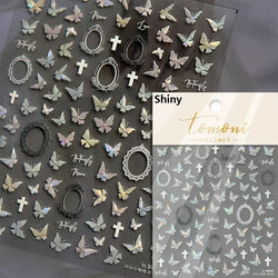 Delicate Tender Purple Butterfly Seal Pattern Insect Shiny Golden Stroke Nail Art Decoration Sticker Dressy Laser Manicure Decal (ONLINE ORDER ONLY)