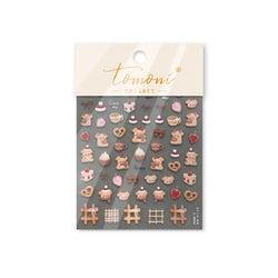 Bowknot Dog puppy Christmas Hat Strawberry Cake Food Coffee Cherry Love Heart Adhesive Nail Art Sticker Reliefs Manicure Decals (Online Order Only)